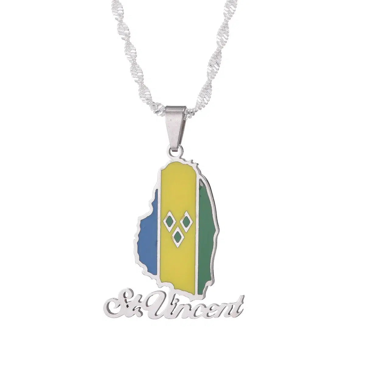 Saint Vincent Flag Map Necklace