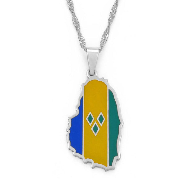 Saint Vincent Flag Map Necklace