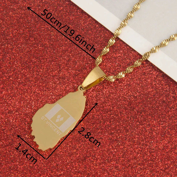 Saint Vincent Flag Map Necklace