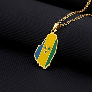 Saint Vincent Flag Map Necklace