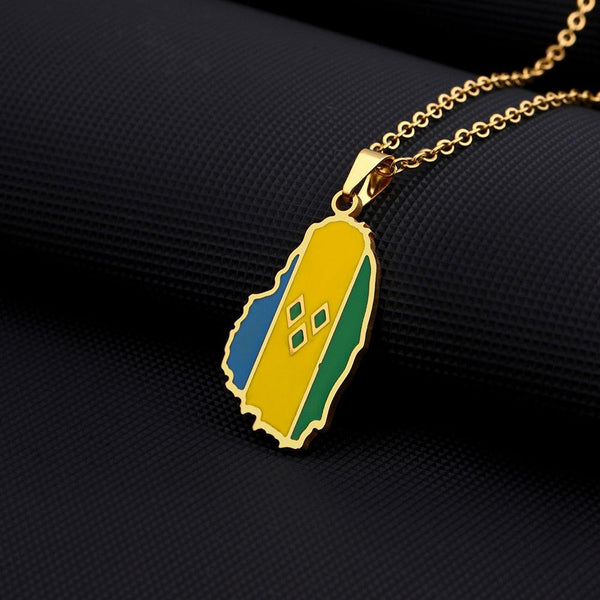 Saint Vincent Flag Map Necklace