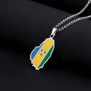 Saint Vincent Flag Map Necklace