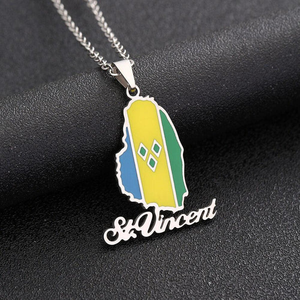 Saint Vincent Flag Map Necklace