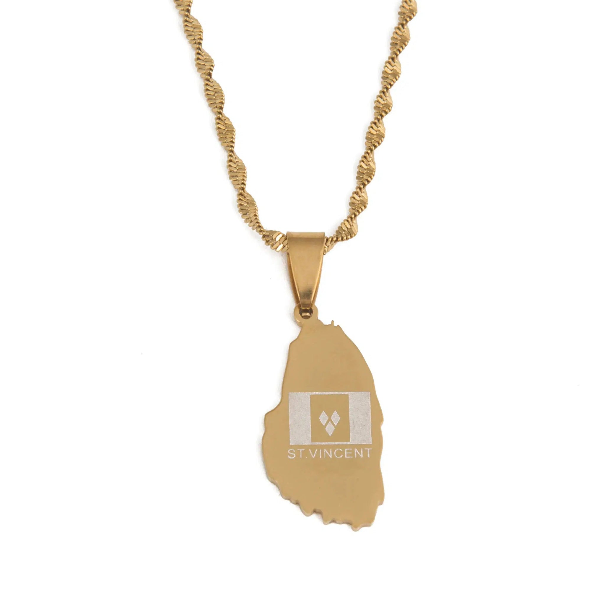 Saint Vincent Flag Map Necklace