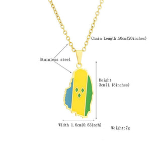 Saint Vincent Flag Map Necklace