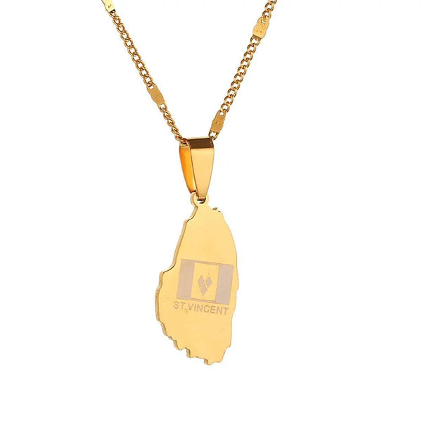 Saint Vincent Flag Map Necklace