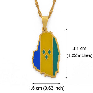 Saint Vincent Flag Map Necklace