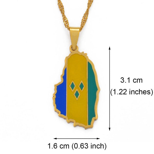 Saint Vincent Flag Map Necklace