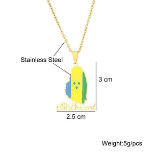 Saint Vincent Flag Map Necklace