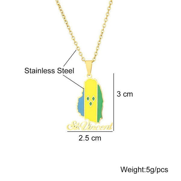 Saint Vincent Flag Map Necklace