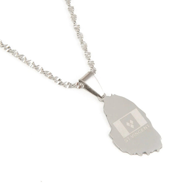 Saint Vincent Flag Map Necklace