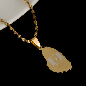 Saint Vincent Flag Map Necklace