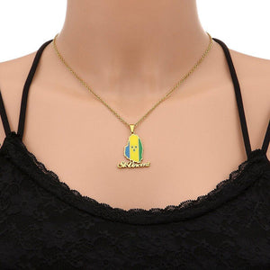 Saint Vincent Flag Map Necklace