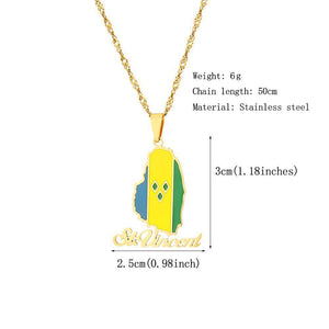 Saint Vincent Flag Map Necklace