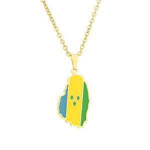 Saint Vincent Flag Map Necklace