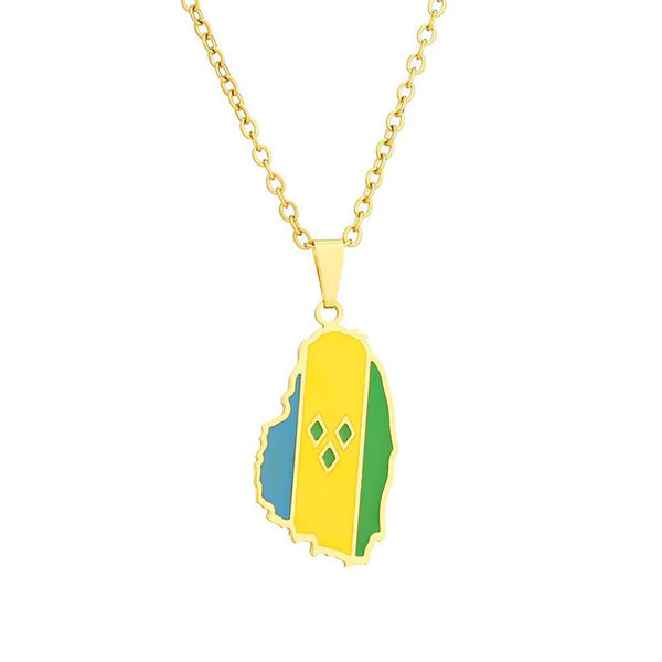 Saint Vincent Flag Map Necklace