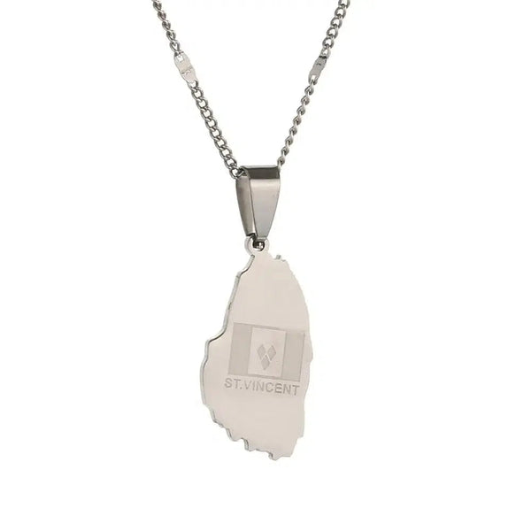 Saint Vincent Flag Map Necklace