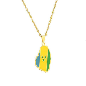 Saint Vincent Flag Map Necklace