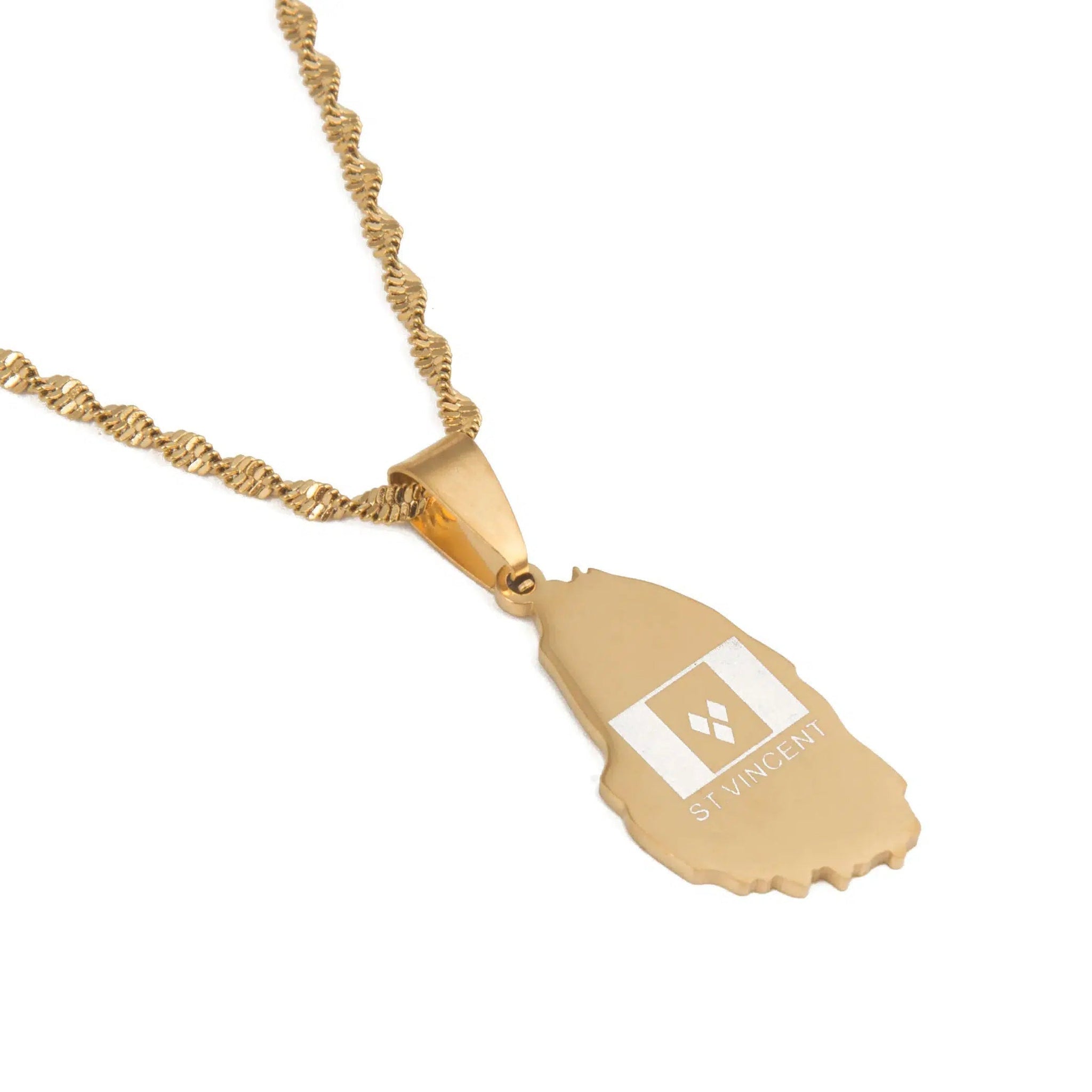 Saint Vincent Flag Map Necklace