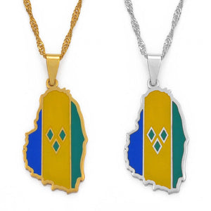 Saint Vincent Flag Map Necklace