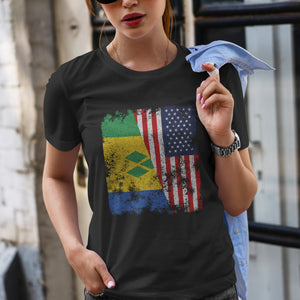 Saint Vincent and Grenadines USA Flag T-Shirt