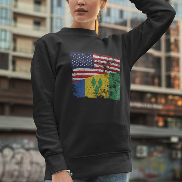 Saint Vincent and the Grenadines USA Flag Sweatshirt