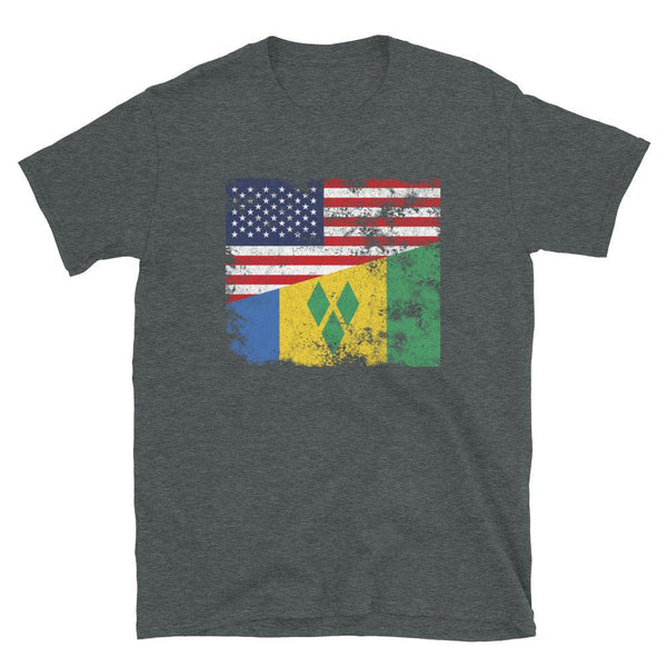 Saint Vincent and the Grenadines USA Flag T-Shirt