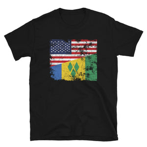 Saint Vincent and the Grenadines USA Flag T-Shirt