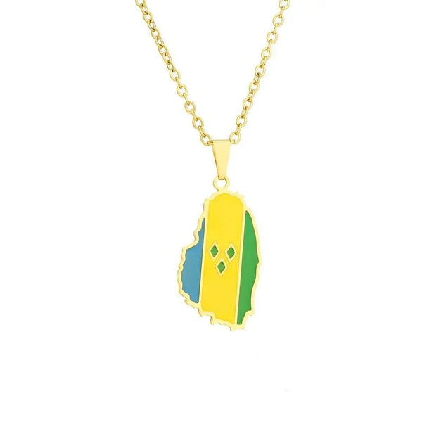 Saint Vincent Flag Map Necklace