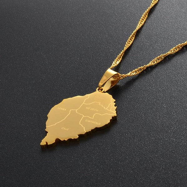 Sao Tome Map Necklace