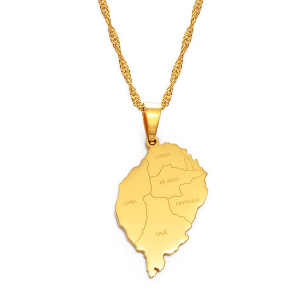 Sao Tome Map Necklace