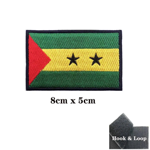 Sao Tome and Principe Flag Patch - Iron On/Hook & Loop Patch