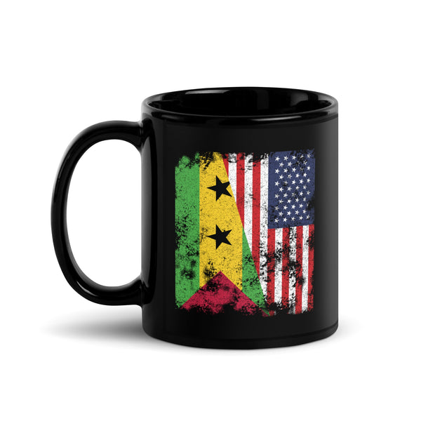 São Tomé and Príncipe USA Flag Mug