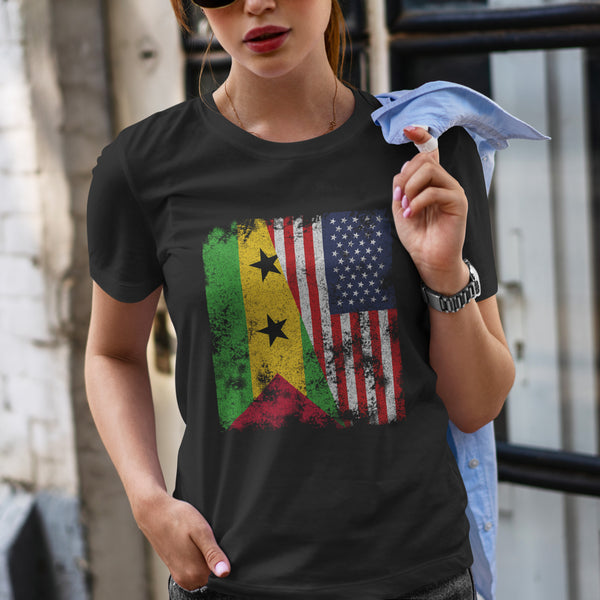 São Tomé and Príncipe USA Flag T-Shirt