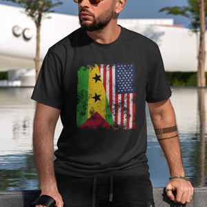 São Tomé and Príncipe USA Flag T-Shirt