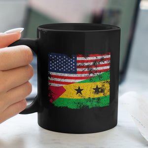 São Tomé and Príncipe USA Flag Mug