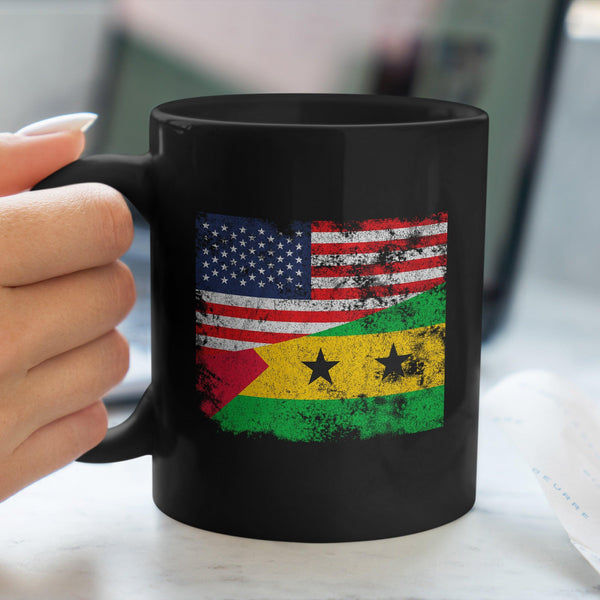 São Tomé and Príncipe USA Flag Mug