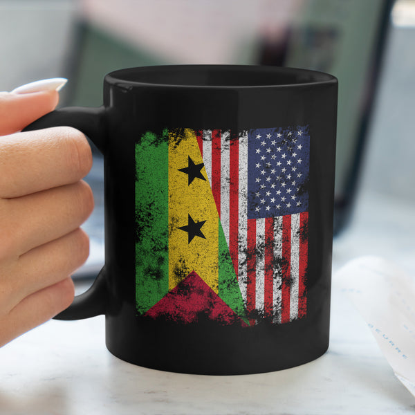 São Tomé and Príncipe USA Flag Mug