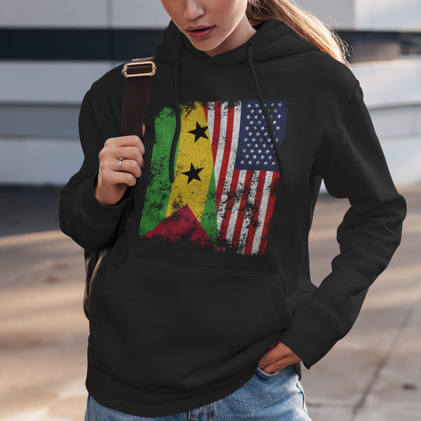São Tomé and Príncipe USA Flag Hoodie
