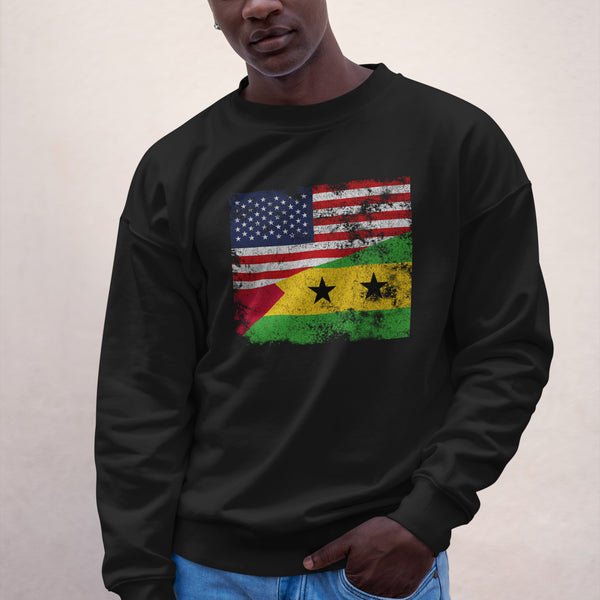 São Tomé and Príncipe USA Flag Sweatshirt