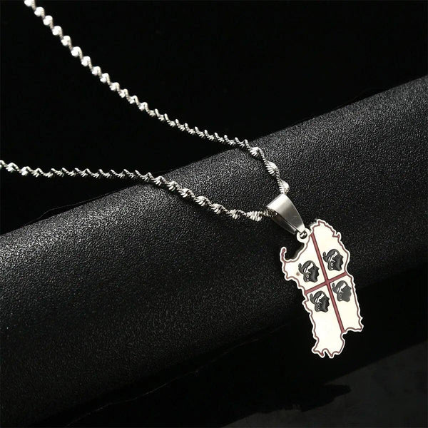 Sardinia Flag Map Necklace