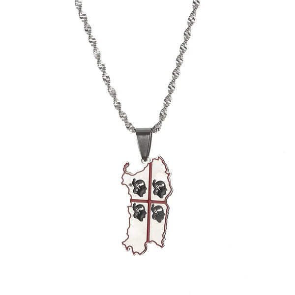 Sardinia Flag Map Necklace