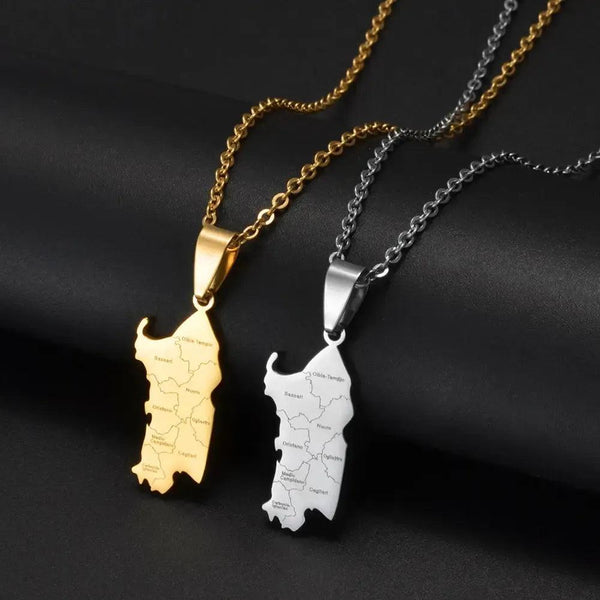 Sardinia Map Necklace