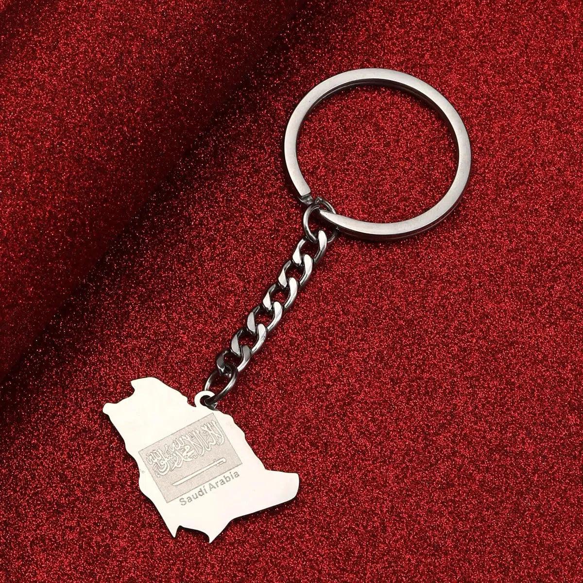 Saudi Arabia Flag Map Keychain - Flag Nation