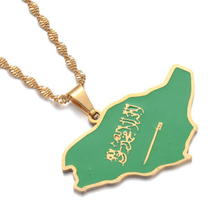 Saudi Arabia Flag Map Necklace