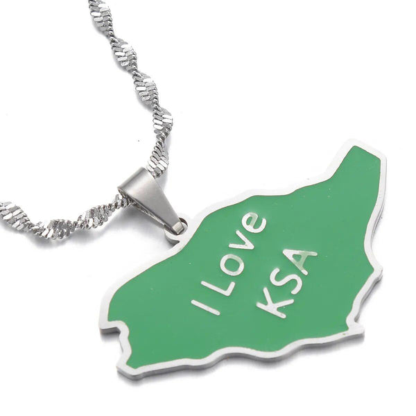 Saudi Arabia Flag Map Necklace