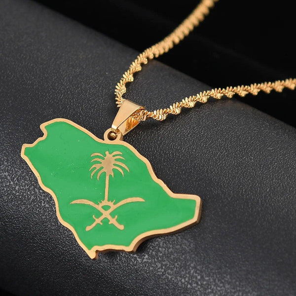 Saudi Arabia Flag Map Necklace