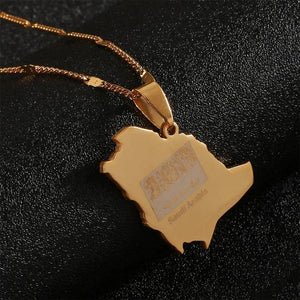 Saudi Arabia Flag Map Necklace