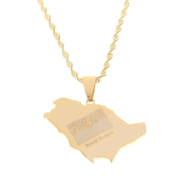 Saudi Arabia Flag Map Necklace