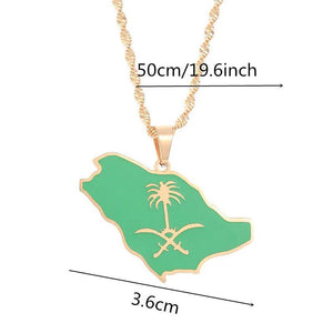 Saudi Arabia Flag Map Necklace